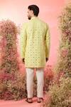 Shop_Kasbah_Yellow Silk Mirrors Work Short Kurta _at_Aza_Fashions
