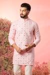 Kasbah_Pink Silk Mirrors Short Work Kurta _Online_at_Aza_Fashions