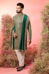 Buy_Kasbah_Green Georgette Mirrors Signature Work Kurta Set _at_Aza_Fashions