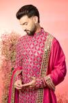 Kasbah_Pink Georgette Mirrors Hot Work Kurta And Stole _Online_at_Aza_Fashions