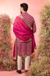 Shop_Kasbah_Pink Georgette Mirrors Hot Work Kurta And Stole _at_Aza_Fashions