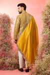 Shop_Kasbah_Yellow Georgette Mirrors Mustard Work Kurta With Stole _at_Aza_Fashions