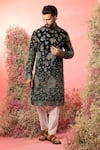 Buy_Kasbah_Green Georgette Embroidery Chinakari Kurta With _at_Aza_Fashions