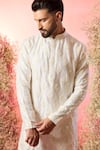 Buy_Kasbah_Ivory Silk Embroidery Short Chikankari Kurta _Online_at_Aza_Fashions