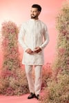 Buy_Kasbah_Ivory Silk Embroidery Short Chikankari Kurta _at_Aza_Fashions