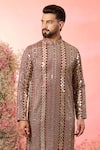 Buy_Kasbah_Maroon Georgette Mirrors, Zari Work Designer Kurta _Online_at_Aza_Fashions