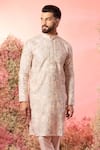 Kasbah_Pink Silk Embroidery Powder Chikankari Kurta _Online_at_Aza_Fashions