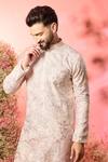 Buy_Kasbah_Pink Silk Embroidery Powder Chikankari Kurta _Online_at_Aza_Fashions