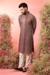 Buy_Kasbah_Maroon Georgette Zari And Green Designer Kurta _at_Aza_Fashions