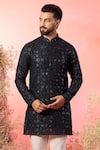 Kasbah_Blue Georgette Sequins Short Kurta _Online_at_Aza_Fashions