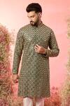 Buy_Kasbah_Green Georgette Mirrors, Zari Work Kurta In Bottle _Online_at_Aza_Fashions