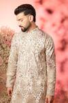 Kasbah_White Georgette Zari Kurta With Floral Embroidery _Online_at_Aza_Fashions