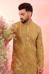 Kasbah_Yellow Georgette Mirrors, Zari Mustard Work Kurta _Online_at_Aza_Fashions