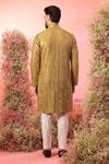 Shop_Kasbah_Yellow Georgette Mirrors, Zari Mustard Work Kurta _at_Aza_Fashions