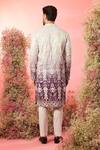 Shop_Kasbah_Purple Silk Embroidery Ombre Shaded Chikankari Kurta _at_Aza_Fashions