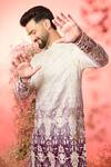 Buy_Kasbah_Purple Silk Embroidery Ombre Shaded Chikankari Kurta _Online_at_Aza_Fashions