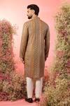 Shop_Kasbah_Yellow Georgette Embroidery Mustard Royal Zari Kurta _at_Aza_Fashions