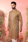 Buy_Kasbah_Yellow Georgette Embroidery Mustard Royal Zari Kurta _Online_at_Aza_Fashions