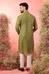 Shop_Kasbah_Green Georgette Mirrors, Zari Work Kurta In Signature Lime _at_Aza_Fashions