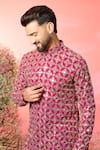 Kasbah_Pink Georgette Mirrors, Zari Hot Work Kurta _Online_at_Aza_Fashions