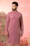 Buy_Kasbah_Pink Georgette Mirrors, Zari Hot Work Kurta _Online_at_Aza_Fashions