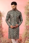 Kasbah_Black Georgette Embroidery Abstract Kurta With Threadwork _Online_at_Aza_Fashions