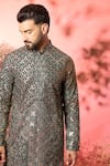 Buy_Kasbah_Black Georgette Embroidery Abstract Kurta With Threadwork _Online_at_Aza_Fashions