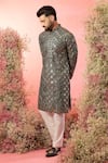 Buy_Kasbah_Black Georgette Embroidery Abstract Kurta With Threadwork _at_Aza_Fashions
