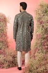 Shop_Kasbah_Black Georgette Embroidery Abstract Kurta With Threadwork _at_Aza_Fashions