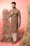 Buy_Kasbah_Mauve Georgette Embroidery Mughal Print Kurta _at_Aza_Fashions