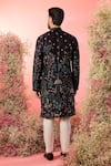 Shop_Kasbah_Black Silk Embroidery Threadwork Kurta With Mughal _at_Aza_Fashions