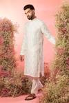 Buy_Kasbah_Ivory Silk Embroidery Chikankari Kurta _at_Aza_Fashions