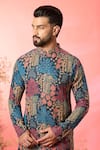 Kasbah_Multi Color Georgette Sequins Floral Printed Midnight Black Kurta _Online_at_Aza_Fashions