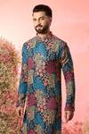 Buy_Kasbah_Multi Color Georgette Sequins Floral Printed Midnight Black Kurta _Online_at_Aza_Fashions