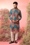 Buy_Kasbah_Multi Color Georgette Sequins Floral Printed Midnight Black Kurta _at_Aza_Fashions