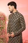 Kasbah_Black Georgette Mirrors, Zari Work Kurta _Online_at_Aza_Fashions