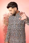 Kasbah_Blue Georgette Embroidery Signature Kashmiri Kurta _Online_at_Aza_Fashions
