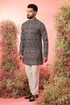 Buy_Kasbah_Blue Georgette Embroidery Signature Kashmiri Kurta _at_Aza_Fashions