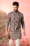 Buy_Kasbah_Wine Georgette Embroidery Chikankari Kurta _Online_at_Aza_Fashions