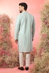 Shop_Kasbah_Aqua Silk Mirrors Signature Blue Work Kurta _at_Aza_Fashions
