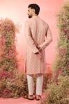 Shop_Kasbah_Peach Georgette Mirrors Classic Work Kurta _at_Aza_Fashions