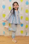 Buy_Tiny Colour_Blue Cotton Lace Block Printed Kurti Set _at_Aza_Fashions