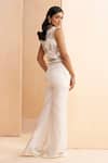 Shop_Aakansha Gupta_Ivory Silk Embroidery, Beads V-neck Dusk Co-ord Set _at_Aza_Fashions