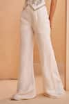 Aakansha Gupta_Ivory Silk Embroidery, Beads V-neck Dusk Co-ord Set _at_Aza_Fashions