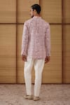 Shop_Arjan Dugal_Pink Linen, Cotton Satin, Lycra Bouquet Print Shirt Pant Set _at_Aza_Fashions
