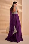 Shop_Aakansha Gupta_Purple Chanderi, Tulle Beads, Sequins Square Neck Designer Rosaline Anarkali Set _at_Aza_Fashions