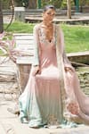 Buy_Soniya G_Blush Chiffon, Georgette, Silk Embroidery V-neck Pink Ombre Anarakali Set 