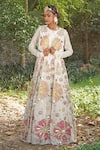 Buy_Soniya G_Off White Silk, Georgette Sequins, Embroidery Round Anarakali With Short Jacket _at_Aza_Fashions