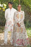 Soniya G_Off White Silk, Georgette Sequins, Embroidery Round Anarakali With Short Jacket _Online_at_Aza_Fashions