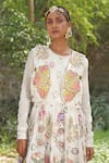 Soniya G_Off White Silk, Georgette Sequins, Embroidery Round Anarakali With Short Jacket _at_Aza_Fashions